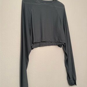 Mono B Textured Gray Crop Top